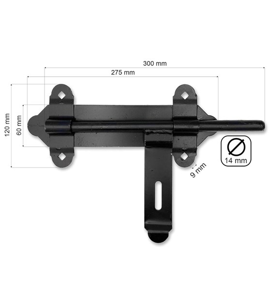Zasuwa bramowa 350mm czarna
