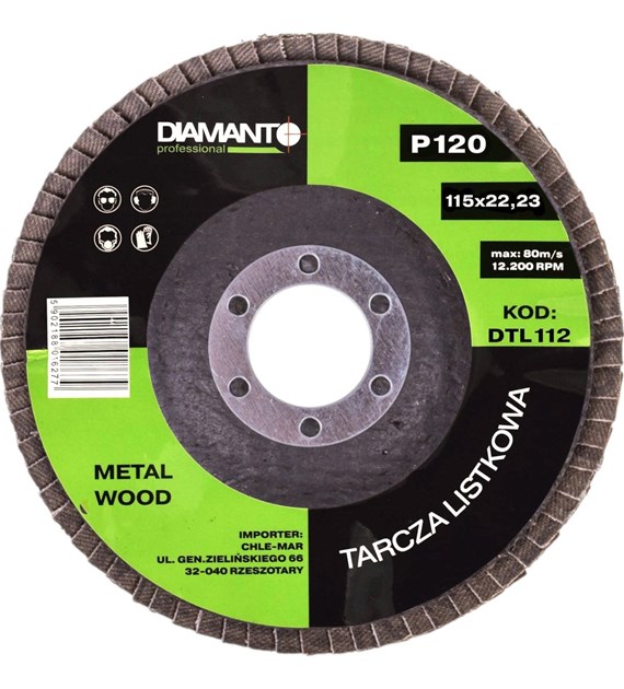 Tarcza listkowa 115 gr 120 DIAMANTO
