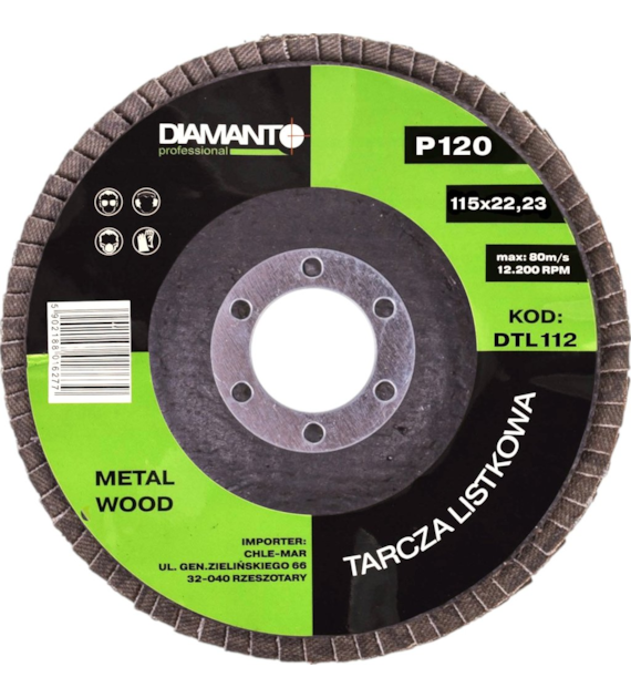 Tarcza listkowa 115 gr 120 DIAMANTO