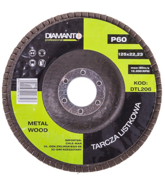 Tarcza listkowa 125 gr 60 DIAMANTO