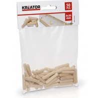 KREATOR Kołki meblowe drewniane 6x30mm, 50szt