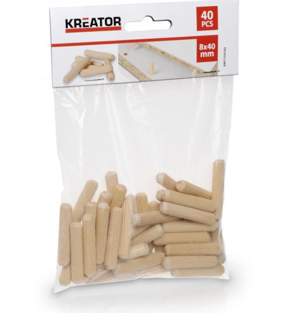 KREATOR Kołki meblowe drewniane 8x40mm, 40szt