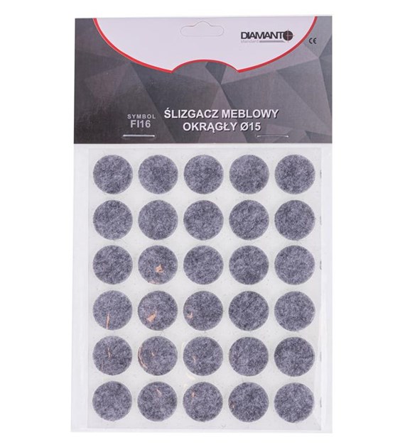 Ślizgacz meblowy okrągły fi 15mm 30szt DIAMANTO