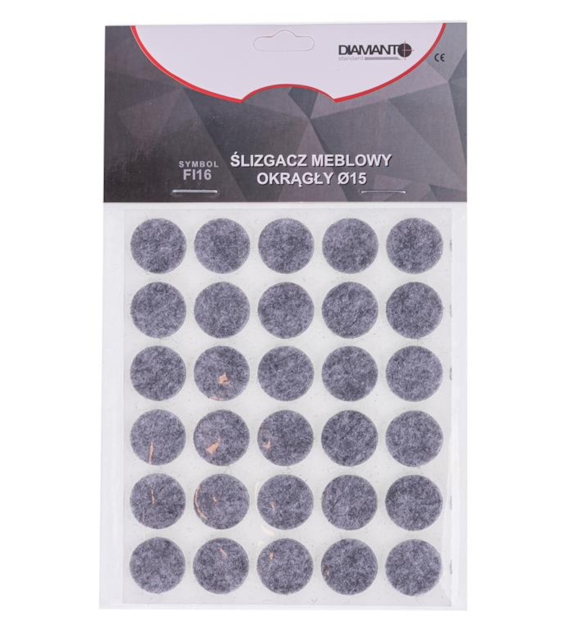 Ślizgacz meblowy okrągły fi 15mm 30szt DIAMANTO