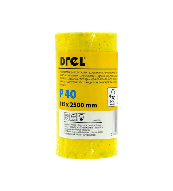 Papier ścierny na rolce 115 x 2500 mm P40 żółty