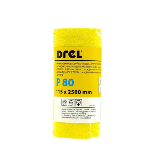 Papier ścierny na rolce 115 x 2500 mm P80 żółty