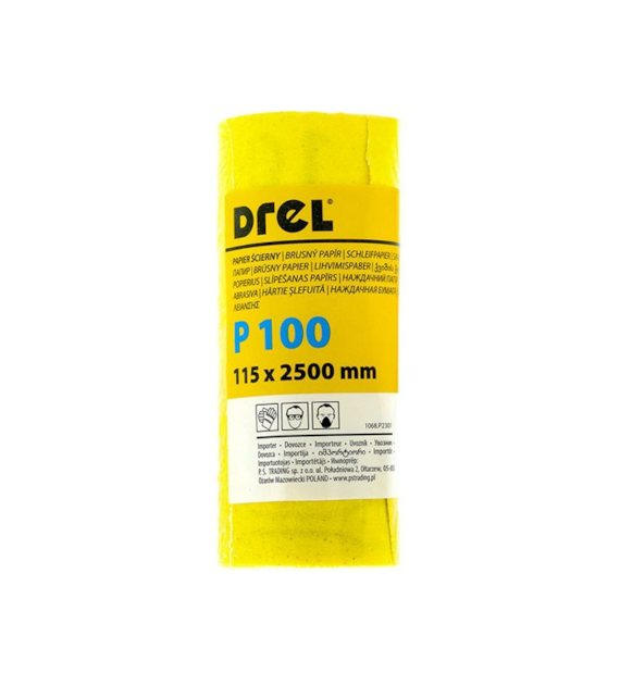 Papier ścierny na rolce 115 x 2500 mm P100 żółty