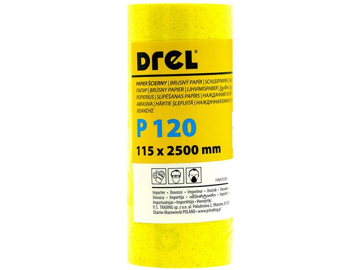 Papier ścierny na rolce 115 x 2500 mm P120 żółty