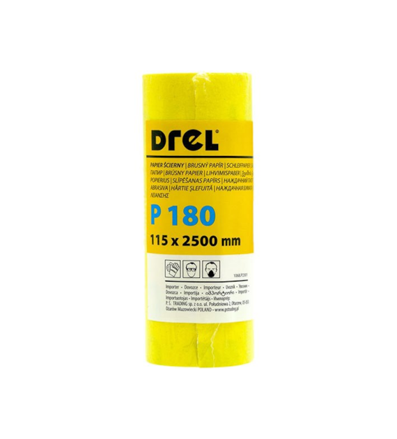 Papier ścierny na rolce 115 x 2500 mm P180 żółty