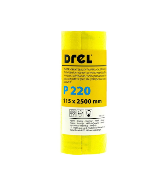 Papier ścierny na rolce 115 x 2500 mm P220 żółty