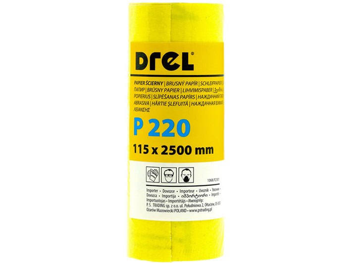 Papier ścierny na rolce 115 x 2500 mm P220 żółty