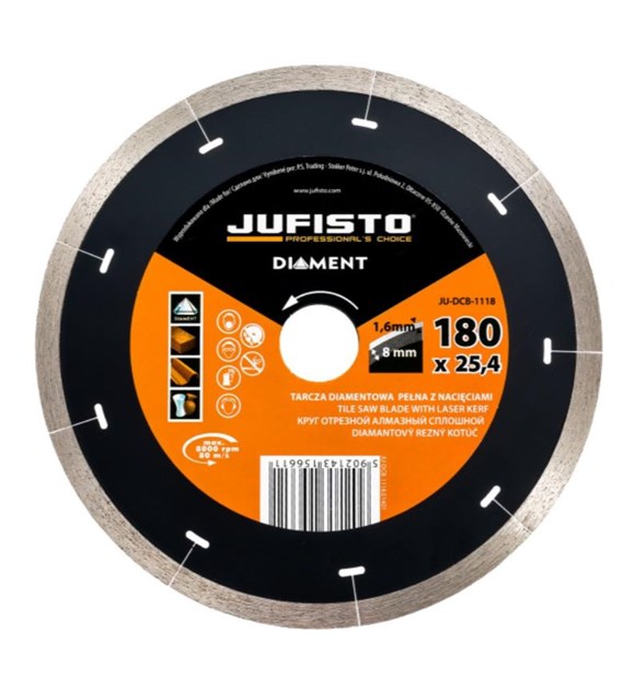 JUFISTO Tarcza diamentowa 180 x 25,4 mm pełna