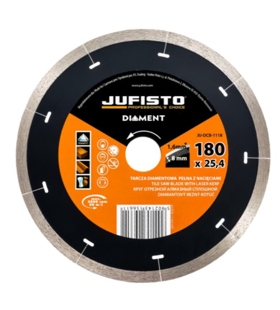 JUFISTO Tarcza diamentowa 180 x 25,4 mm pełna