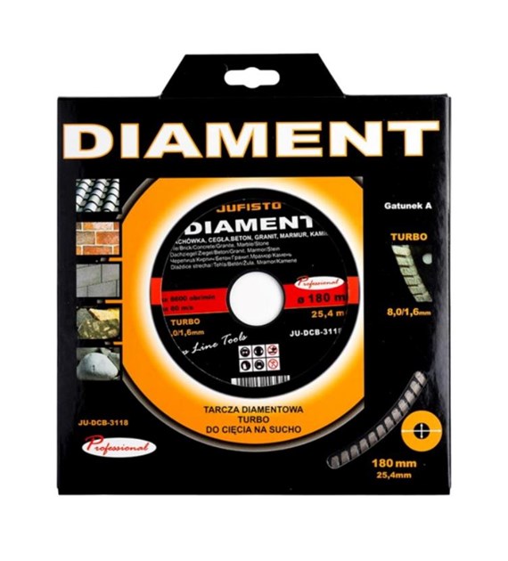 JUFISTO Tarcza diamentowa 180 x 25,4 mm Turbo