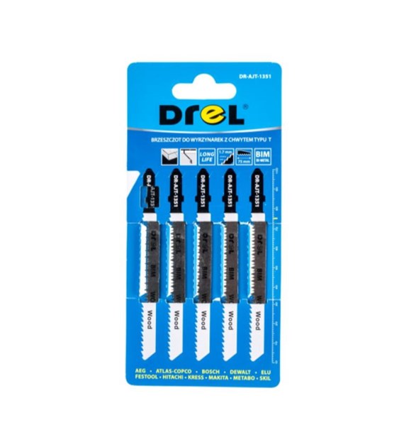 Brzeszczoty do wyrzynarek z chwytem typu  T  drewno długość pracy 75mm