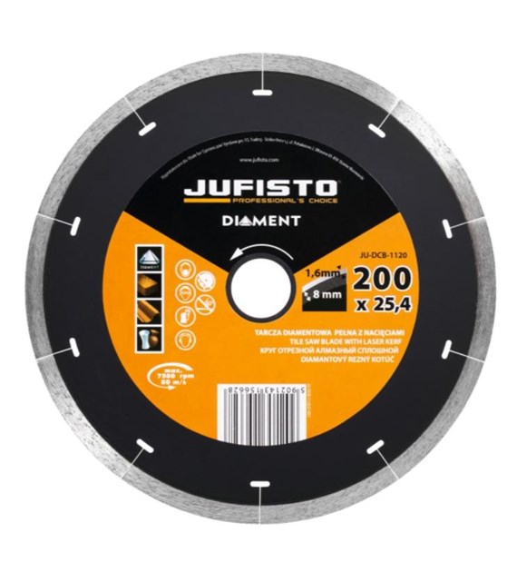 JUFISTO Tarcza diamentowa 200 x 25,4 mm pełna