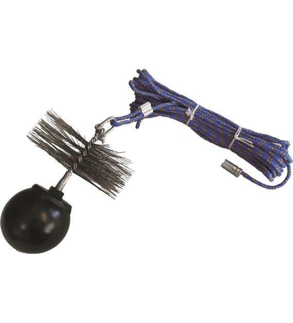 Zestaw kominiarski linka LPP 10m, kula 1,3kg, szczotka 150mm