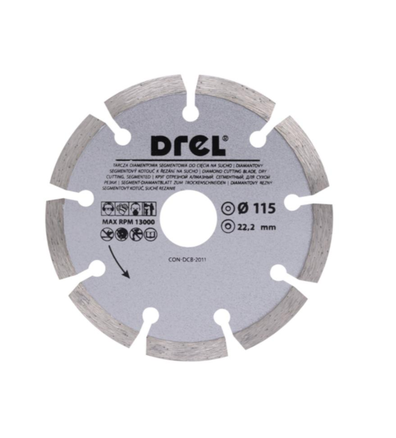 Tarcza diamentowa 115 mm x 22,2 mm, segmentowa DREL