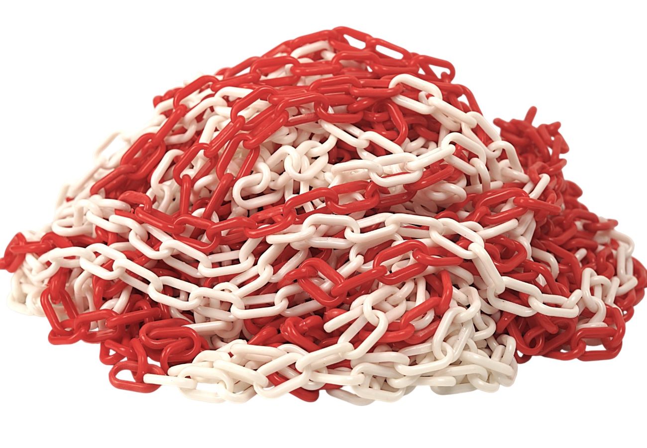 Łańcuch PCV biało - czerwony 6mm DIAMANTO
