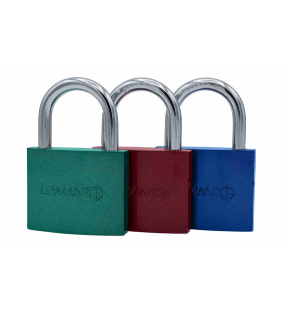 Kłódka kolorowa AB 60mm na jeden klucz DIAMANTO