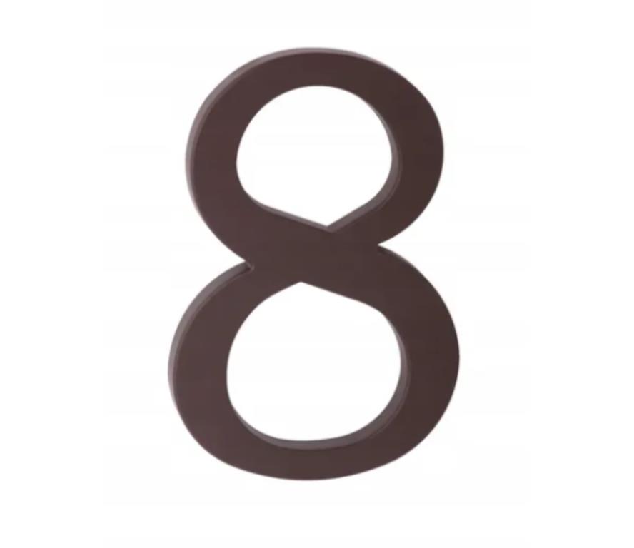 Cyfra na dom plastikowa 17,5cm BRĄZOWA 8