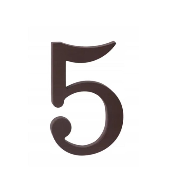 Cyfra na dom plastikowa 17,5cm BRĄZOWA 5