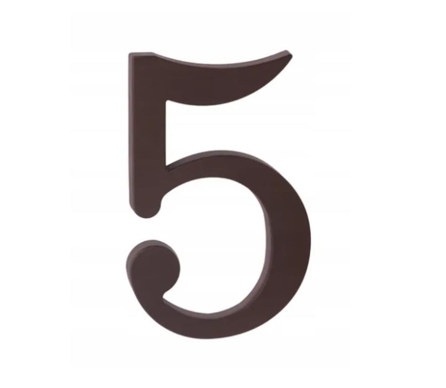 Cyfra na dom plastikowa 17,5cm BRĄZOWA 5