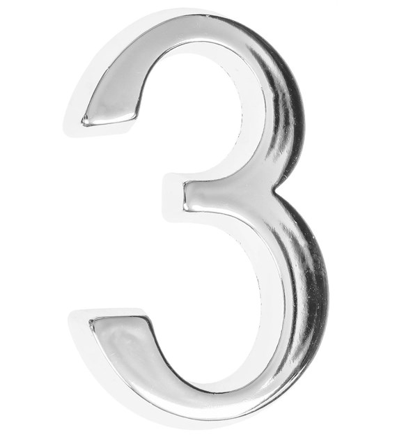 Cyfra na dom  5 cm CHROM 3 samoprzylepna