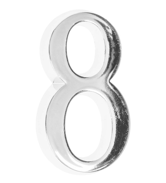 Cyfra na dom  5 cm CHROM 8 samoprzylepna