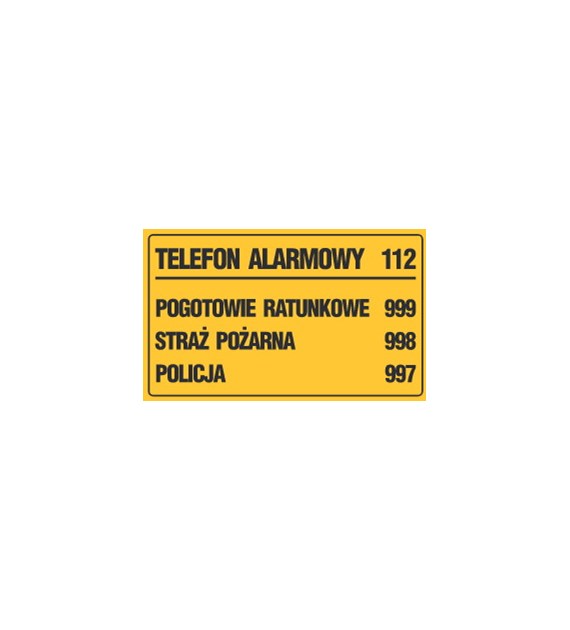 Tablica informacyjna 20x33cm TELEFON ALARMOWY 112