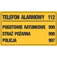 Tablica informacyjna 20x33cm TELEFON ALARMOWY 112