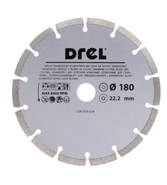 Tarcza diamentowa 180 x 22,2 mm, segmentowa DREL
