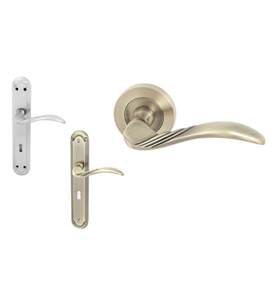 Klamka drzwiowa PETRA 90 klucz SATYNA