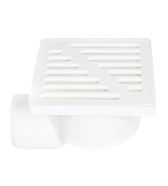 Kratka kanalizacyjna dolna fi 50 10x10cm biała - ruszt plastikowy