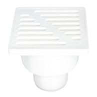 Kratka kanalizacyjna dolna fi 50 15x15cm biała - ruszt plastikowy