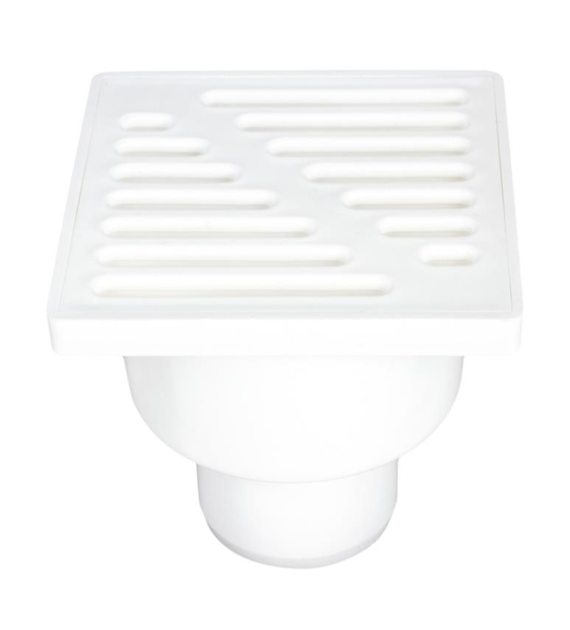 Kratka kanalizacyjna dolna fi 50 15x15cm biała - ruszt plastikowy