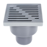 Kratka kanalizacyjna dolna fi 50 15x15cm szara - ruszt plastikowy