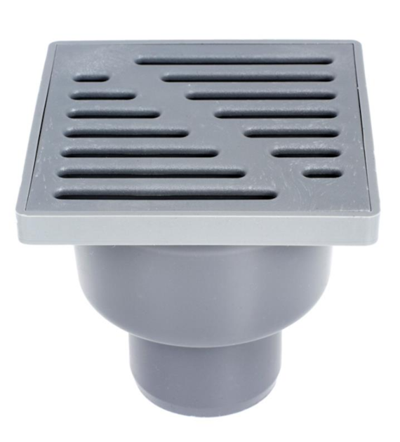 Kratka kanalizacyjna dolna fi 50 15x15cm szara - ruszt plastikowy