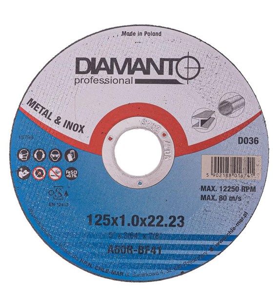 Tarcza metal 125x1,0mm DIAMANTO PROFESSIONAL