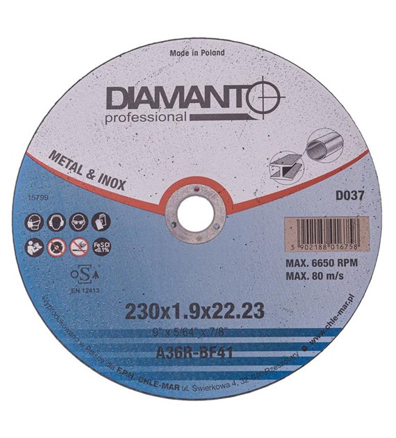 Tarcza metal 230x1,9mm DIAMANTO PROFESSIONAL