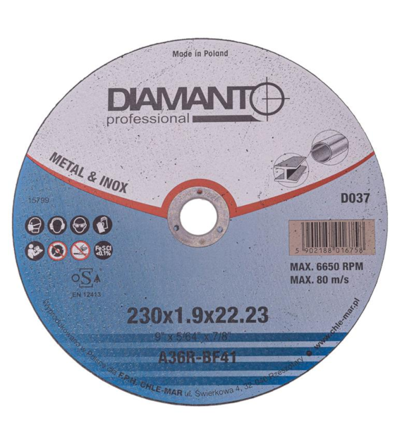 Tarcza metal 230x1,9mm DIAMANTO PROFESSIONAL