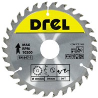 Piła tarczowa DREL CV do drewna ze spiekiem 150 x 30 mm 30T