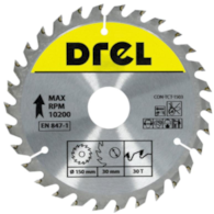 Piła tarczowa DREL CV do drewna ze spiekiem 150 x 30 mm 30T