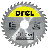 Piła tarczowa DREL CV do drewna ze spiekiem 160 x 30 mm 36T