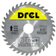 Piła tarczowa DREL CV do drewna ze spiekiem 160 x 30 mm 36T