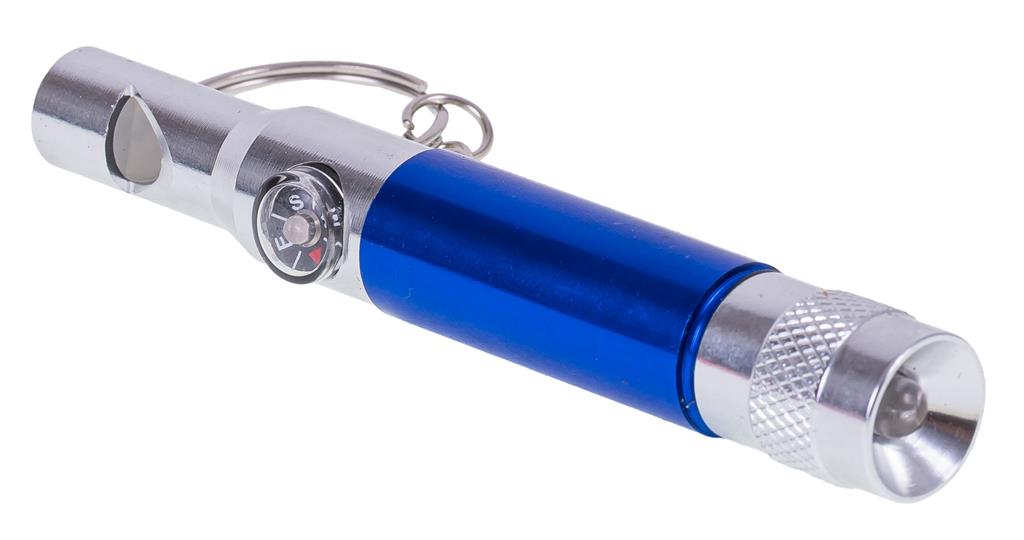 Brelok do kluczy latarka LED, kompas, gwizdek