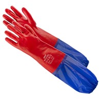 Rękawice gumowe długie czerwono-niebieskie 60 cm