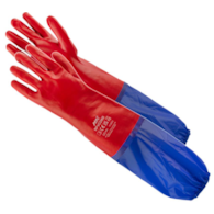 Rękawice gumowe długie czerwono-niebieskie 60 cm