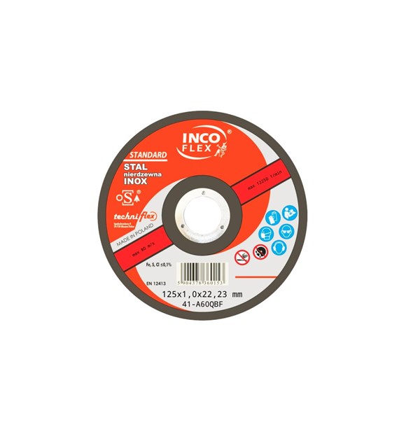 Tarcza INCO nierdzewka płaska 125x1,0mm