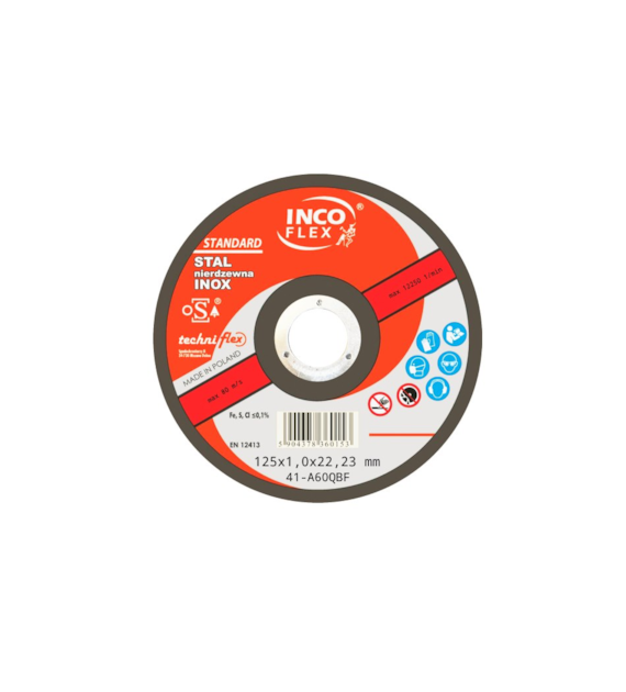 Tarcza INCO nierdzewna płaska 125x1,0mm